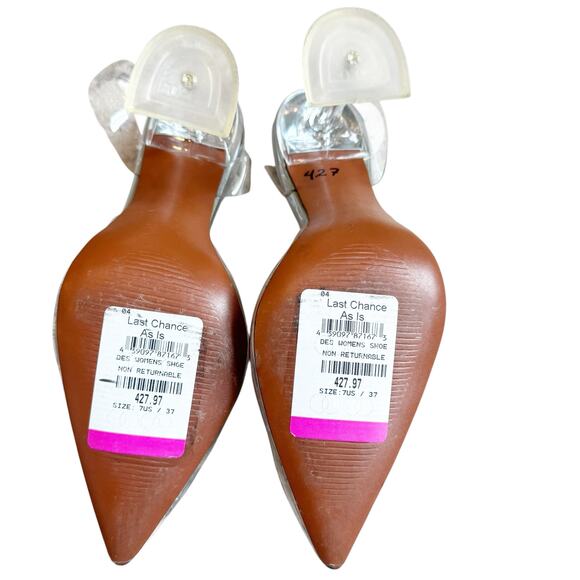 Amina Muaddi Women's Rosie Glass Sling Transparent PVC Shoes Heels Size 7 Flawed - Picture 10 of 13